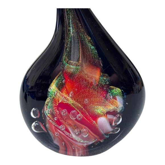 New Ron Schuster Md Dichroic Amber Flame Sculpture Studio Art Glass Paperweight - Picture 2 of 9